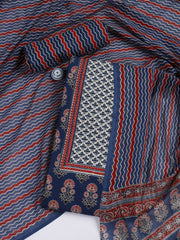 Printed Cotton Blend Unstitched Suit With Dupatta