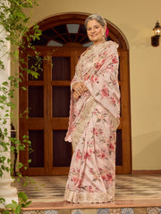 Sequin Embroidery & Printed Organza Saree