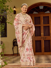 Sequin Embroidery & Printed Organza Saree