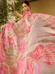 Sequin Embroidery & Printed Organza Saree