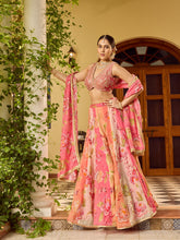 Printed Organza Choli With Lehenga & Dupatta