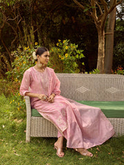 Resham Embroidered Chanderi Suit Set With Dupatta