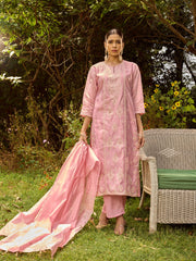 Resham Embroidered Chanderi Suit Set With Dupatta