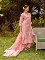 Resham Embroidered Chanderi Suit Set With Dupatta