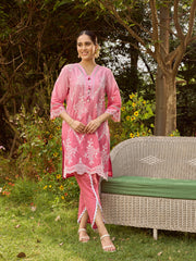 Thread Embroidery Cotton Blend Kurta With Dhoti