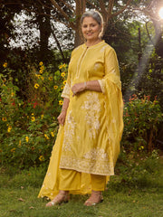 Resham Embroidered Chanderi Suit Set With Dupatta