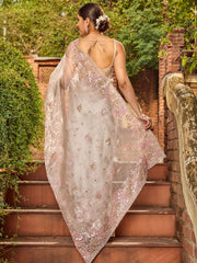 Sequin Embroidery Organza Saree