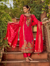 Banarasi Embroidery Kurta With Pants & Dupatta