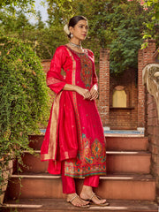 Banarasi Embroidery Kurta With Pants & Dupatta