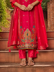 Banarasi Embroidery Kurta With Pants & Dupatta