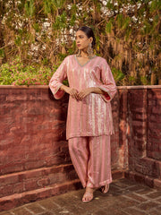 Sequins Embroidered Georgette Kurta With Palazzo