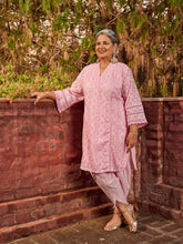 Schiffli Work Cotton Blend Kurta With Dhoti