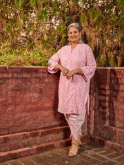 Schiffli Work Cotton Blend Kurta With Dhoti