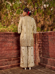 Sequins Embroidered Tissue Kurta With Palazzo