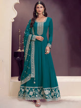 Embroidered Chinon Unstitched Suit With Pant & Dupatta