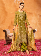 Embroidered Tissue Kurta With Pants & Dupatta