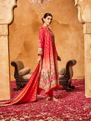 Embroidered Cotton Blend Kurta With Pants & Dupatta
