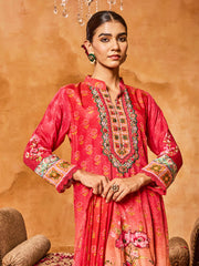 Embroidered Cotton Blend Kurta With Pants & Dupatta