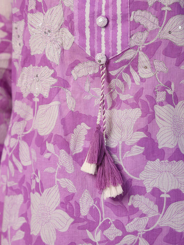 Floral Printed Cotton Kurta With Pants