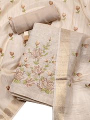 All Over Embroidered Chanderi Unstitched Suit With Dupatta