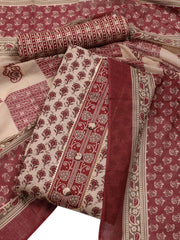Digital Printed Cotton Blend Unstitched Suit With Dupatta