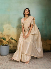Woven Design Tissue Linen Saree