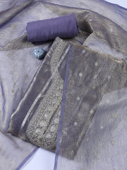 Neck Embroidered Tissue Unstitched Suit With Dupatta
