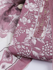 Neck Patti Cotton Blend Unstitched Suit With Dupatta