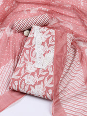 Neck Patti Cotton Blend Unstitched Suit With Dupatta