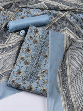 Neck Patti Cotton Blend Unstitched Suit With Dupatta