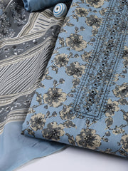 Neck Patti Cotton Blend Unstitched Suit With Dupatta