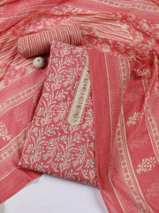 Neck Patti Cotton Blend Unstitched Suit With Dupatta