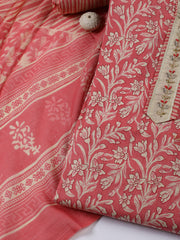 Neck Patti Cotton Blend Unstitched Suit With Dupatta
