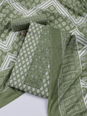 Neck Patti Cotton Blend Unstitched Suit With Dupatta