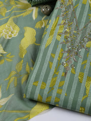 Neck Embroidered Cotton Blend Unstitched Suit With Dupatta