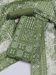 Printed Cotton Blend Unstitched Suit With Dupatta