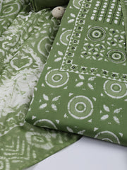 Printed Cotton Blend Unstitched Suit With Dupatta
