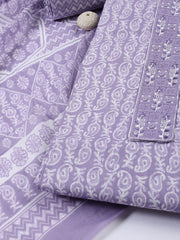 Neck Patti Cotton Blend Unstitched Suit With Dupatta