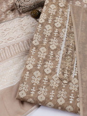 Neck Patti Cotton Blend Unstitched Suit With Dupatta
