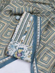 Neck Patti Cotton Blend Unstitched Suit With Dupatta