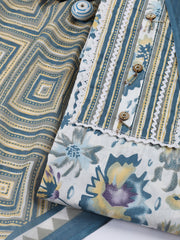 Neck Patti Cotton Blend Unstitched Suit With Dupatta