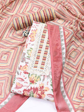 Neck Patti Cotton Blend Unstitched Suit With Dupatta