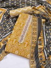 Neck Patti Cotton Blend Unstitched Suit With Dupatta