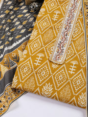 Neck Patti Cotton Blend Unstitched Suit With Dupatta