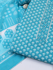 Neck Patti Cotton Blend Unstitched Suit With Dupatta