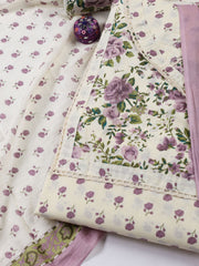 Printed Cotton Blend Unstitched Suit With Dupatta