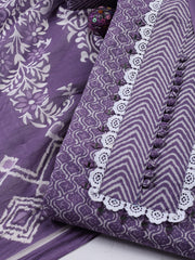 Printed Cotton Blend Unstitched Suit With Dupatta