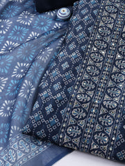 Printed Chanderi Unstitched Suit With Dupatta