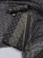 Printed Cotton Blend Unstitched Suit With Dupatta