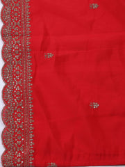 Neck Embroidered Chanderi Unstitched Suit Piece With Dupatta